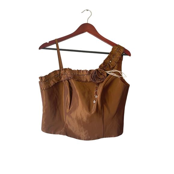 NWT y2k brown satin corset with embellished front‎ size medium - Picture 1 of 8